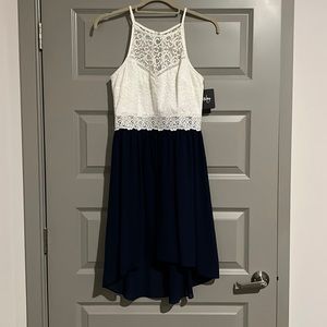 Semi-Formal Blue and White Lace Dress—NWT!!